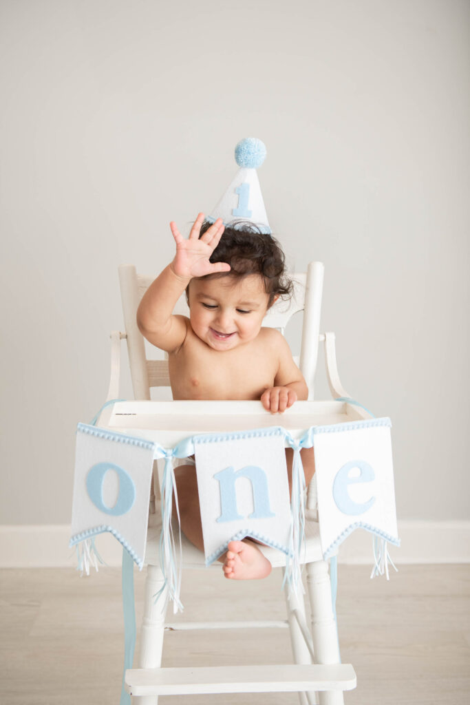 Baby blue first birthday with Philadelphia Pediatrician Dr. Meghna Patel