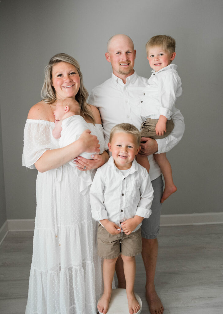 West Chester, pa family of 5 in light and airy studio by Valerie Maria photography